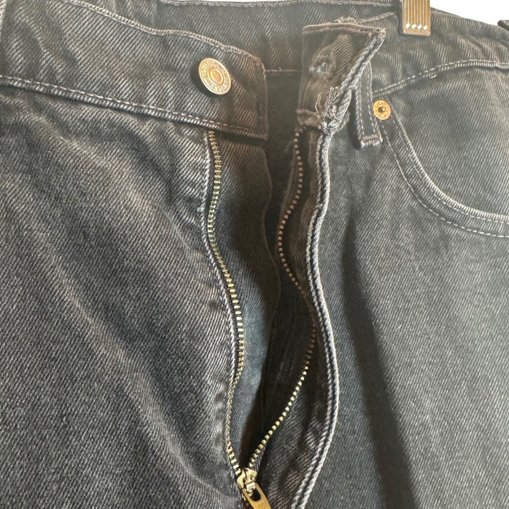 Levis 505 Regular Fit Straight Leg Jeans Mens Black Denim Pants - Picture 4 of 7